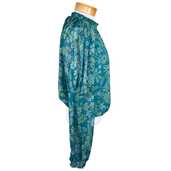 Free People “Sea Combo” Swiss Dot Sheer Blouse Balloon Sleeves Oversized… - Picture 3 of 16